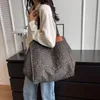 Oversized Leopard Prints Shoulder Bags For Women Deformable Canvas Large Capacity Shopping Winter Luxury Handbags 240130