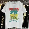 Mens tshirts rhude tshirt castelo coco na janela da janela cênica casual solto respirável manga curta camise