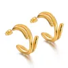 Hoop Earrings Punk Gold Plated Stainless Steel Irregular For Women Minimalist Geometric Twisted Smooth Ear Ring Huggie Hoops