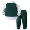 Abiti formali per bambini Ragazzo per gentiluomo Set Camicia a maniche lunghe Gilet Pantaloni Ragazzi Abiti Matrimonio Compleanno Festa Abiti eleganti 240122