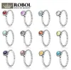 Bagues de cluster PDB JZ 21 925 Sterling Silver 11 décembre Birthstone Ring Turquoise Rose Péridot Gris Gernet Citrine MultiColor Ch5919265