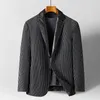 Young and Middleaged Men Leather Suit Business Leisure Striped Professional Jacket Coats 240201