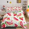 Ensembles de literie Pastèque King Queen Housse de couette Été Rayures noires et vertes Fruits Ensemble de literie Girly Aquarelle 2/3 pièces Housse de couette en polyester