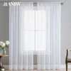 Curtain JIANIW Semi White Sheer Curtain Light Filtering Panel Solid Voile Tulle Window Treatment for Living Room Bedroom Custom Made