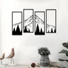 4pcsSet Metal Mountain Wall Decor Square Sculpture for Home Office Living Room Bedroom Unique Art 240119