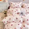 Bedding sets Ins Floral Bedding Set Duvet Cover Set Twin Full Queen Size Girls Women Bed Flat Sheet cases Kawaii Rabbit Quilt Cover