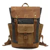 Backpack Vintage Canvas Waxed Leather W/Laptop Storage Travel Bag | And Cotton All-Purpose Rucksack For Men Women