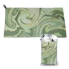 Towel Green Marble Swirl Pattern Design Modern Waves Quick Dry Gym Sports Bath Portable Ticket Airport World Aviation