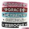 Coleiras de cachorro trelas pu couro personalizado colares de cachorro com strass nome personalizado letras diamante jóias gemas diy pet tag clogo dhc2o