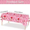 Table Cloth Valentine's Day Tablecloth Disposable Plastic Red Heart Rectangular Tablecover For Wedding Anniversary Birthday Party Supplies