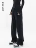 Damesjeans KUCLUT zwarte jeans voor dames 2023 nieuwe Koreaanse mode hoge taille wijde pijpen broek gewassen retro casual volledige lengte rechte broek J240217