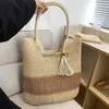 Bakken Stro Beac Bag Zomer Geweven Tote Wit Kwasten Grote Soulder Voor Vrouwen Portemonnees En Andbags Raan Boo RaffiaH24217