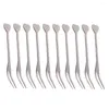 Dinnerware Sets 10pcs Stainless Steel Fruit Fork Heart Shape Picks Party Supplies For El KTV Bar