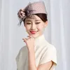 Berets H3526 Women Fedoras Hat Female Korean Elegant Mesh Yarn Flower Party Cap Autumn Winter Travel Holiday Shopping Lady Hats