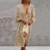 Casual jurken ademend chique vintage print damesjurk streetwear zomer split strandbenodigdheden