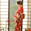 Etniska kläder röda kimono kvinnor japanska traditionella yukata haori kimonos cosplay klänning mode pografiska kläder formell klänning