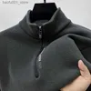 Erkek Hoodies Sweatshirts Moda Erkekler Sıcak Te Sweatwear Düz Renk Tıknaz Yarım Fermuar Kaldırıcı Kazak Lüks Erkek Giyim Yelttaşlı Kazak Q240217