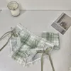 Women's Panties JK Plaid Sling Bow Solid Color Lace Sweetheart Cute College Style Comfortable And Breathable Sexy Pink Lolita