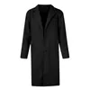 Casacos masculinos outono inverno longo trench coat de lã cor sólida meados de comprimento à prova de vento grosso britânico fino jaqueta gabardina hombre 240122