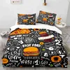 Set di biancheria da letto Copripiumino americano Fast Food King Queen Set di biancheria da letto per pizza occidentale Cola per bambini Patatine fritte Cartoon 2/3 pezzi Copripiumino in poliestere