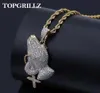 Iced Out Praying Hand Pendant Necklace With Mens Women Gold Silver Color Hip Hop Charm smycken Halsbandskedja för gåvor T19112925245009423