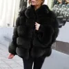 Kvinnors päls 2024 vinter kort varm jacka ytterkläder lång ärm plysch tjocka rockar kvinnor lyx faux kappa svart överrock
