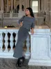 Sukienki zwyczajne Sweter Soild 2 -częściowy zestaw dla kobiet eleganckie slash szyi z długim rękawem