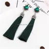 Dangle & Chandelier High Quality Boho Rhinestone Tassel Earring For Women Long Vintage Sliver Ethnic Dangle Fashion Jewelry Dhgarden Dhufu