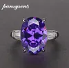 Pansysen Fine Anniversary Amethyst Ring 925 Sterling Silver Oval Ruby Emerald Finger Rings for Women Fashion Jewelry Accessories 38184673