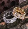 New CZ Zirconia Ring Iced Out Hip Hop Ring of Rectangular Zircon Fashion Jewelry for Men and Women8615982