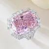 Anelli a grappolo Tesoro Anello nuziale con diamante di simulazione di fascia alta Argento sterling S925 con polvere ad alto tenore di carbonio per le donne