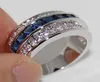 Storlek 8 Vecalon Handgjorda blå safir Gemstone Crystal 10kt White Gold Filled Ring Band Womens Gift4662200