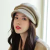 British Retro Style Versatile Casual Beret Autumnwinter Keep Warm Roll Brim Octonal Hat Women Fashion Sboy Hat Winter Hat 240127