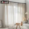 Cortina cortinas de tule de linho bege para sala de estar cortinas modernas de linho transparente para quarto cortina de voile sólida para crianças cortinas de janela