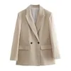 Kvinnors kostymer 2024 Long Blazer Women Masculine Office Woman Double Breasted Jacket Spring Sleeve Blazers For Coat