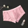 Underpants Mens Ice Silk Transparent Boxers Thin Low Waist Mesh Intimate Panties Summer Sexy Breathable Erotic Lingerie For Sex Gay