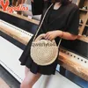 Bolsas de ombro Yogodlns Rodada Palha Mulheres Verão Raan Bolsa andmade Tecido Beac Crossbody Círculo Boemia andbag Senhora bolsoH24217