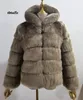 Women's Fur The Artificial Hooded Eu USA Coat Autumn And Winter Mid-length Multi-color Multi-size Optional For Woman