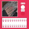 False Nails 24pcs French Style Transparent Red Edge Cool Design Press On Full Cover For Women Manicure DIY Use