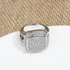 2023 DY Grensoverschrijdend Vierkant 17MM Zirkoon Imitatie Diamant Europese en Amerikaanse Stijl Twisted Wire 925 Zilveren Ring Cadeau 240122