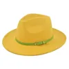 Klasyczny retro Fedora Green Belt Woolen Cowboy Hat Vintage Czarna wełniana okapa czapka 240130