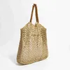 Shoulder Bags Beading andle Straw Mes Beac Tote Bag ollow Out Fising Net Square Soulder Purse Large Brand Summer Sopper DaypackH24217