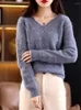 Pulls pour femmes Femmes Jersey 2024 Mode Merino Laine Tops Pull tricoté Col V Manches longues Printemps Automne Vêtements Jumper Knitwear