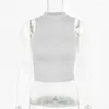 Women's Tanks Custom LOGO Summer Slim Short Mercerized Cotton Sleeveless T-shirt With Navel Half-neck Vest In Sports.