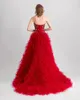 Vestidos casuais luxo vermelho strass longo maxi vestidos exuberantes babados organza a linha nupcial frisada festa formal