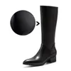 Boots Italian Classic Men's Knee High 5 Cm Heels Luxury Genuine Leather Comfortable Winter Warm Black Business Shoes Man