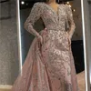 Вечерние платья Вечерние платья больших размеров с розовыми блестками Русалка для выпускного вечера Элегантные платья с длинными рукавами Off Shoder Women Formal Drop Deliv Dh8Yi