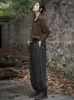 Calças femininas soltas cortadas baggy mulheres vintage design original ramie algodão oversize mori estilo menina zen harem b186