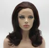 Iwona Hair Wavy Shoulder Length Dark Auburn Wig 1933 Half Hand Tied Heat Resistant Synthetic Lace Front Wig5584456