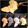 Hanger Kettingen Mode Hip Hop Rvs Afrika Kaart Hanger Ketting Voor Vrouwen Mannen Rose 4 Kleur Lange Ketting Sieraden Dhgarden Dhmwm